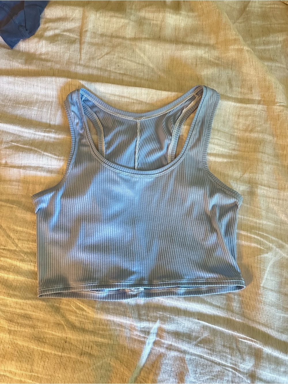 Women’s Ribbed Racerback Axis Crop Tank Top - Light Blue